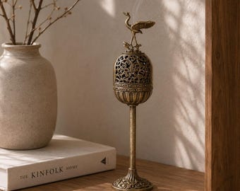 Porta incenso in ottone per meditazione, ornamento a forma di cervo, scultura di gru, statuetta di uccello, bruciatore a forma di leone, complemento d'arredo per yoga, regalo per la casa del tè.