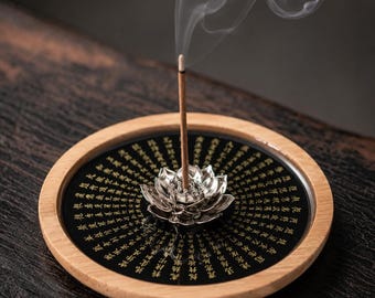 Lotusrökelsehållare, träbrännare, zenmeditationsdekor, rökelsefat, terumstillbehör, inflyttningspresent
