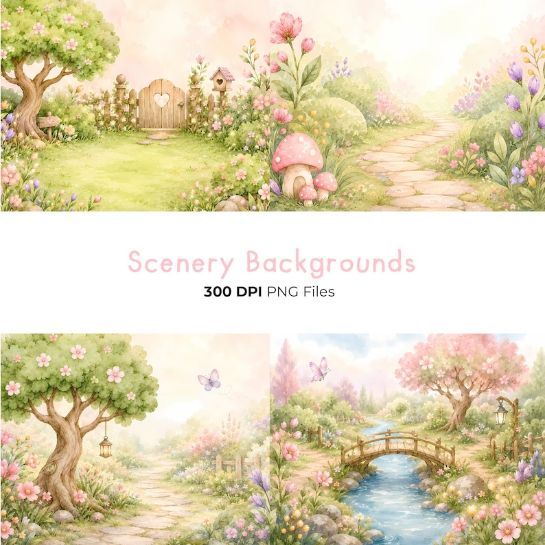 Fairy Garden clipart, Enchanted Forest kwekerij, Magical Fairy PNG bundel, aquarel fee, schattige tuindieren, commercieel gebruik, grillig afbeelding 10