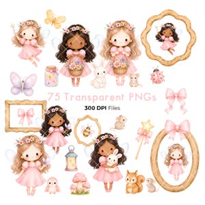 Fairy Garden clipart, Enchanted Forest kwekerij, Magical Fairy PNG bundel, aquarel fee, schattige tuindieren, commercieel gebruik, grillig afbeelding 4