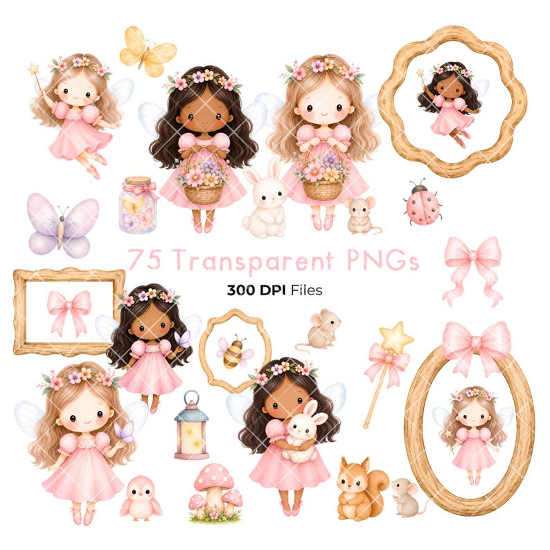 Fairy Garden clipart, Enchanted Forest kwekerij, Magical Fairy PNG bundel, aquarel fee, schattige tuindieren, commercieel gebruik, grillig afbeelding 4