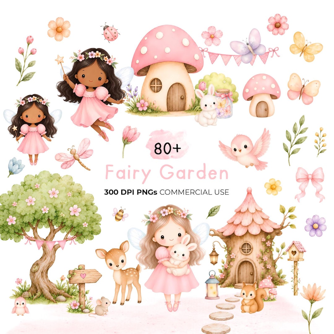 Fairy Garden Clipart, Enchanted Forest Nursery, Magical Fairy PNG ...