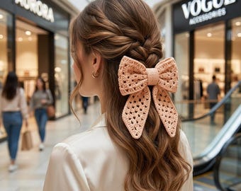 Granny Stitch Crochet Bow Pattern, Lace Hair Clip Tutorial (PDF)