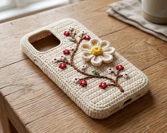 Crochet Phone Case Pattern, Floral Cover PDF, Handmade Tech Accessory Tutorial (PDF Download)