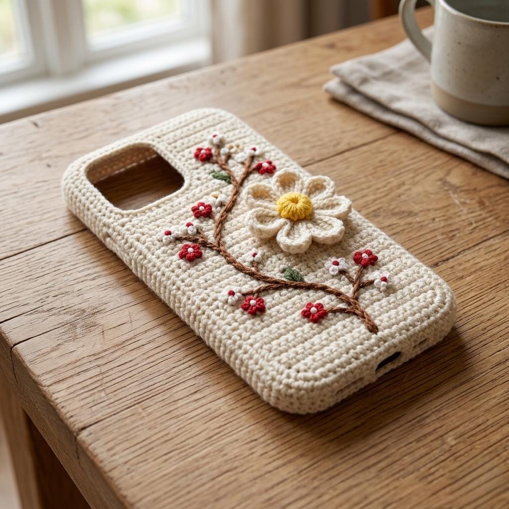 8 Crochet Phone Cases with Butterflies, Owls, Bears, and Sunflowers 5 Crochet Phone Case