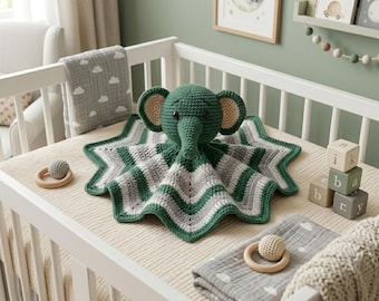 Crochet Elephant Lovey Pattern, Star Blanket Security Toy, Baby Shower Nursery Gift (PDF)