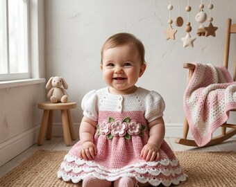 Newborn Crochet Dress Pattern PDF, Baby Girl Outfit, Heirloom Baby Dress Tutorial, Crochet Christening Dress Pattern PDF, Baby Girl Dress,