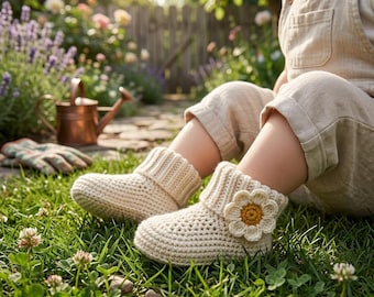 Daisy Crochet Baby Booties Pattern, Newborn Flower Shoes Tutorial (PDF Download)