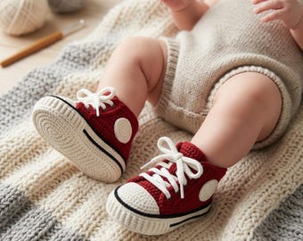 Crochet High Top Sneaker Slippers Pattern PDF, Lace Up Cozy Indoor Shoes Tutorial