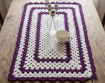 Granny Rectangle Crochet Table Runner Pattern (PDF)