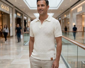 Crochet Polo Shirt Pattern PDF, Mesh Shirt Crochet Tutorial, Men's Crochet Top Pattern, Short Sleeve Shirt PDF, Polo Collar Crochet Top