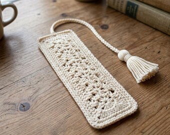 Crochet Lace Bookmark Pattern PDF, Granny Square Bookmark, Cotton Bookmark Tutorial, Vintage Lace Bookmark, Flat Cotton Bookmark