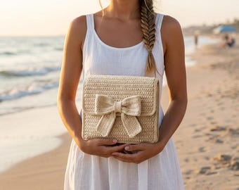 Bow Clutch Crochet Pattern PDF, Structured Handbag Tutorial, Crochet Clutch Bag Pattern PDF, Bow Purse Pattern, Modern Handmade Bag Tutorial