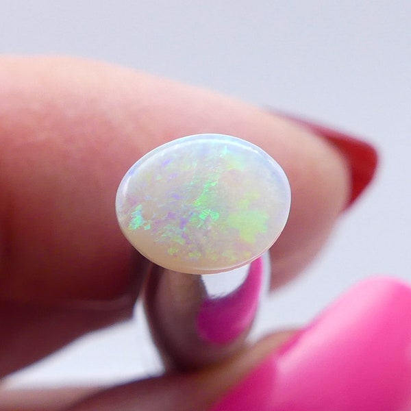 Opal, Australian Opal, Lightning Ridge Crystal Opal Solid, Gemstone, Green, Gold, 7x6x2.5mm, .5ct. 11539