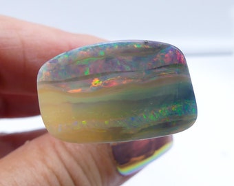 Australian Opal, Natural Boulder Opal Cabochon, Red, Blue, Green, 25x16x6mm, 9.8ct 11555