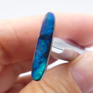 Australian Opal, Natural Boulder Opal Cabochon, Blue, Green, Freeform 20x5x2.5mm, 2.7ct 11491