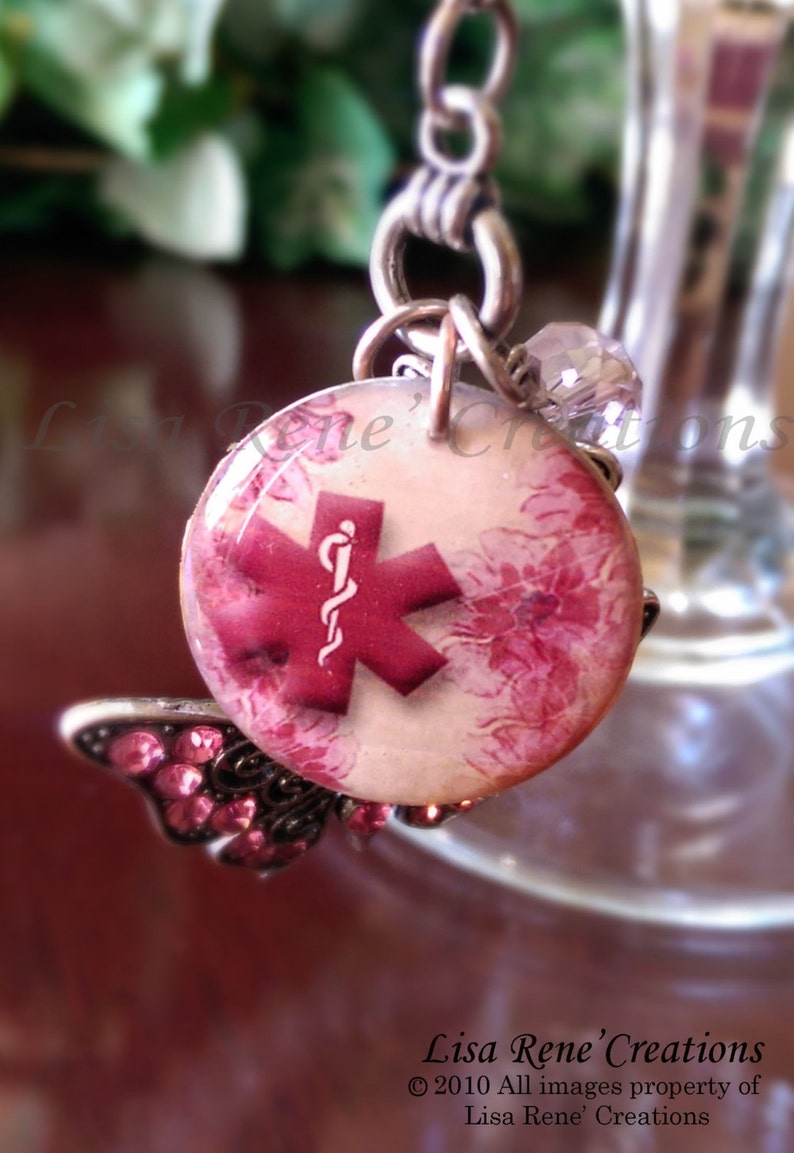 002 Butterfly Kisses Medical Id Charm Necklace
