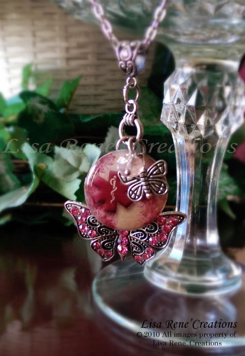 002 Butterfly Kisses Medical Id Charm Necklace