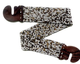 Vintage Beaded Retro Belt / Boho Chic Statement Belt / Bohemian Style / 1970s