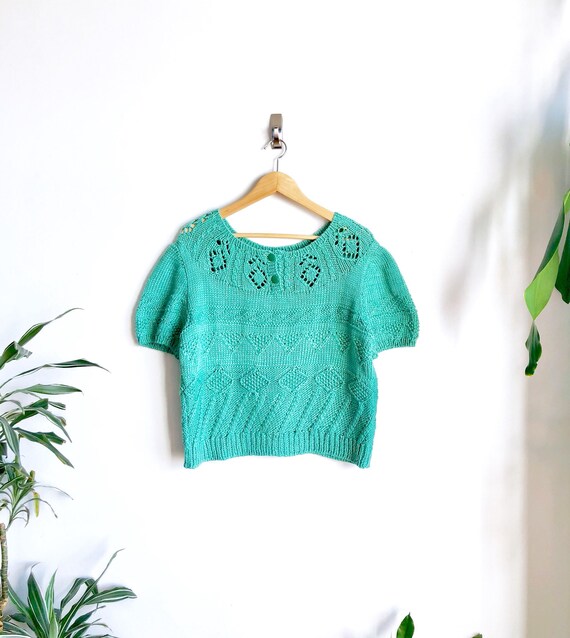 Spearmint Green Vintage Handknit Sweater / Chunky
