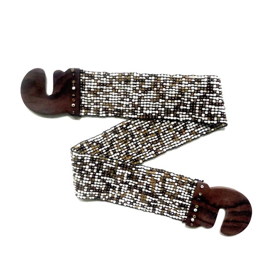 Vintage Beaded Retro Belt / Boho Chic Statement Belt  display picture 3