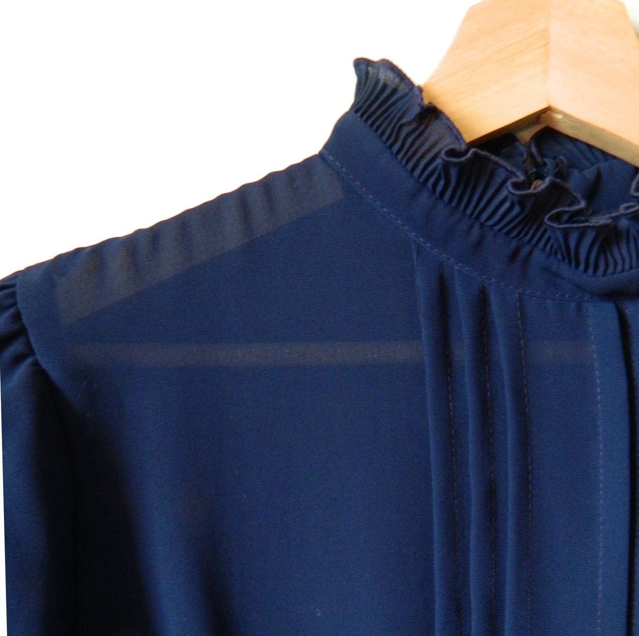 Navy Blue Vintage Sheer Ruffle Collar Dress / Deep Blue Tuxedo | Etsy