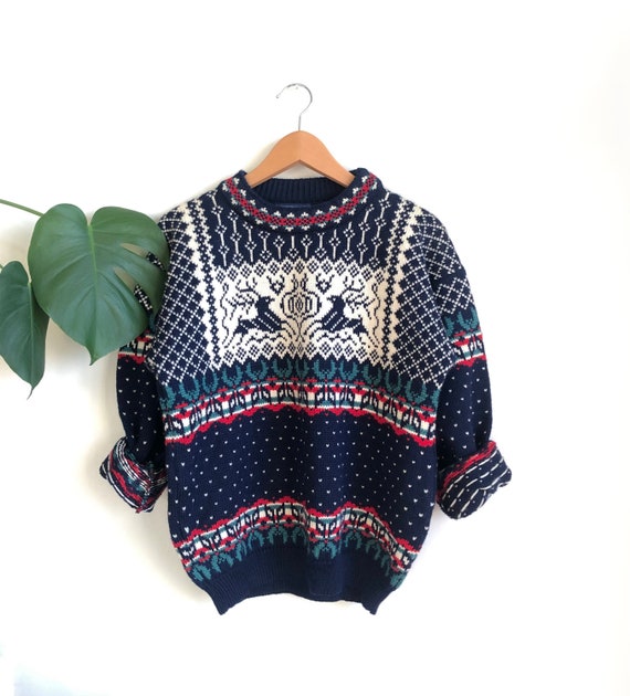 Vintage Norwegian Wool Fair Isle Sweater / Lands E