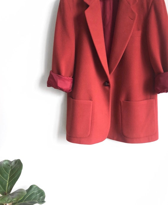 Vintage Cashmere and Wool Blazer / Terracotta Red