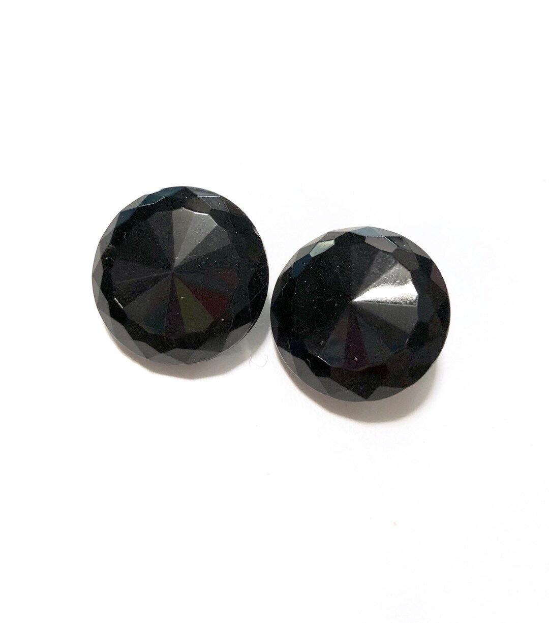 Black Faceted Vintage Earrings / Retro Hollywood Glamour