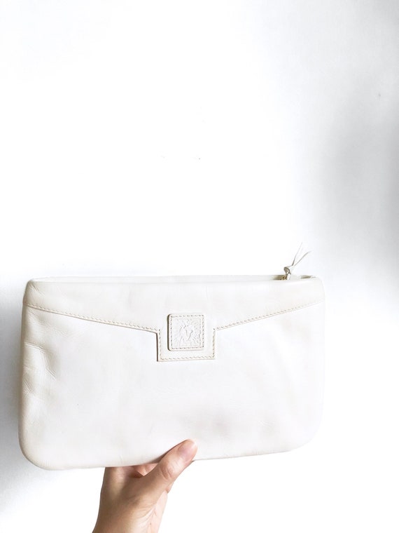 white leather clutch 80s - Gem