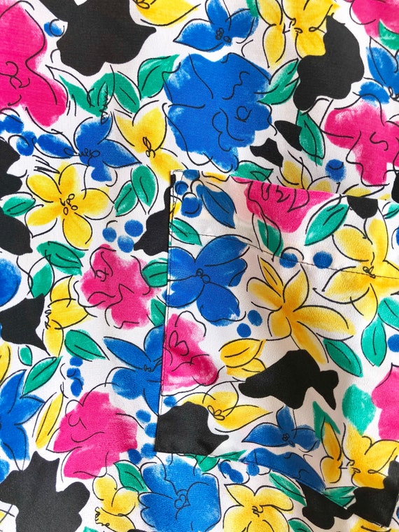 unique vintage piece sheer blue red orange green Bold floral vintage ls blouse spring trends