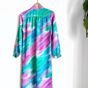 Vintage Shimmery Rainbow Dress / Mod Colorful Tunic Dress / Colorful Midi Dress image 5