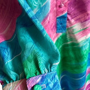 Vintage Shimmery Rainbow Dress / Mod Colorful Tunic Dress / Colorful Midi Dress image 2