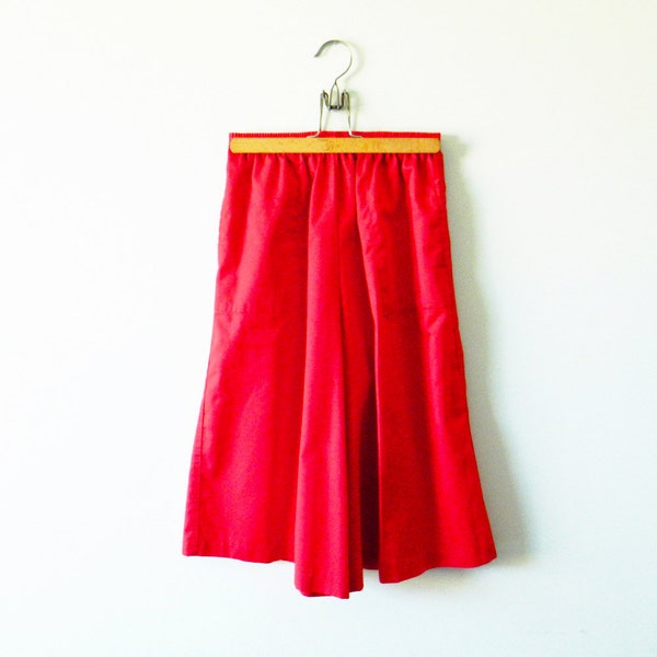 Pantaloni Capri a vita alta dell'annata / Vintage Shorts a vita alta / Culotte / Bright corallo rosso alta vita breve