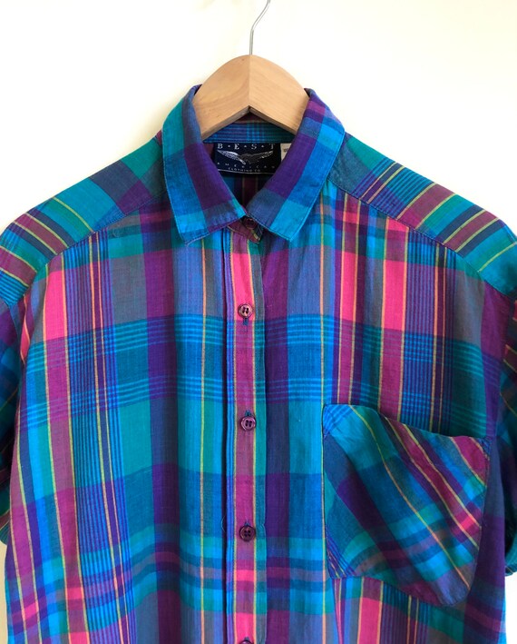 Rainbow Madras Plaid Blouse