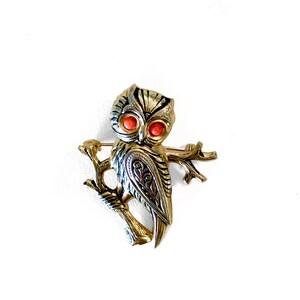 Vintage Owl Brooch / Retro 70s Pin / Vintage Statement Jewelry