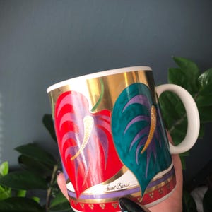 Vintage Laurel Burch Anthurium Mug / 90s Floral Coffee Mug / Collectible Mug