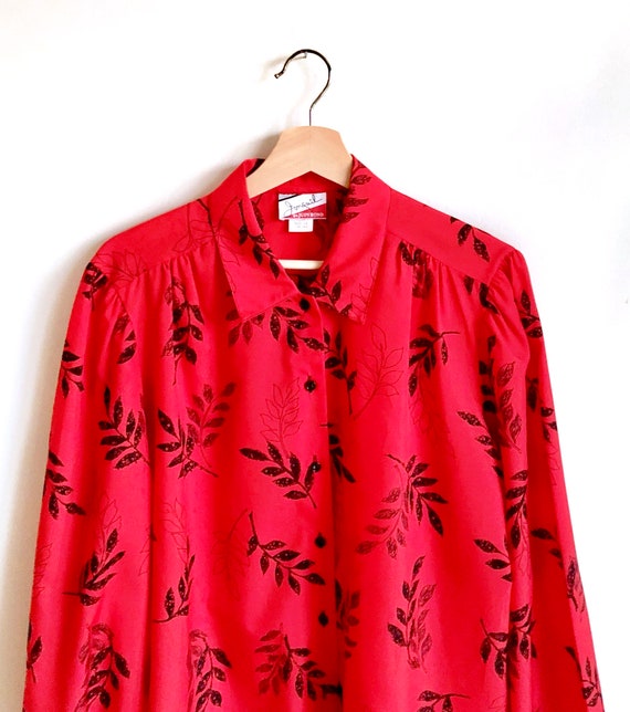 Bright Red Leafy Blouse
