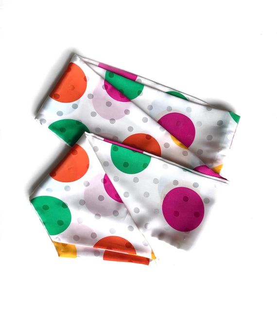 Vintage Rainbow Polka Dot Bow Tie Scarf / Shimmery