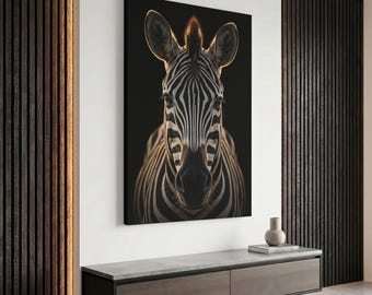 Zebra Portrait Canvas Print, Black and White Animal Wall Art, Minimalist Safari Decor, Modern Wildlife Artwork, Large Monochrome Art