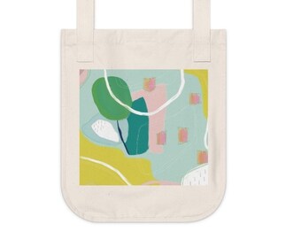 Printed One Side Organic Canvas Tote Bag, Cute Tote Bag, Pretty Shoulder Bag, Organic Grocery Bag,Organic Tote Bag,Tote Bag Kids Teens Women