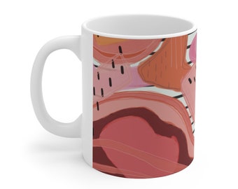 Pink Mug Coffee Cup, Unique Coffee Cup Mug for Science Students and Teachers, Ceramic Mug 11oz, Artsy Mugs for Women, Ceramic Coffee Cup
