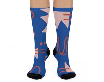 Modern Art Crew Socks, Modern Blue Unisex Socks, Hipster Socks for Him or Her, Minimalist Socks Gift, Gifts under 15, Teen Socks, Mens Socks
