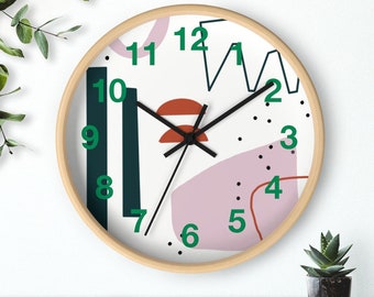 Modern Wall Clock, Minimalist Abstract Colorful Wall Clock, Modern Kids Room Clock, Modern Nursery Wall Clock, Clock for Wall with Numbers