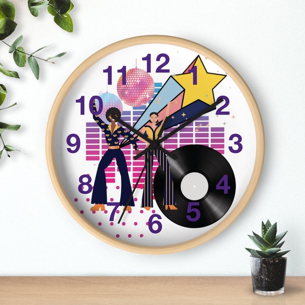 The Disco Party Wall Clock, Funky Wall Clock for Office Living Room Kitchen Bedroom or Dorm, 70's Inspo Disco Ball Wall Clock with Numbers