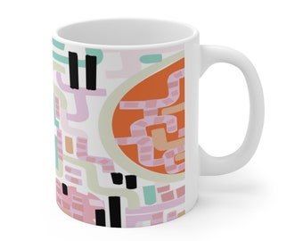 Ceramic Mug 11oz, Modern Mug, Cute Mug, Pastel Colored Mug, Office Gift for Her, Weird Mug Gift, Colorful Mug for Her, Mug for Kids, Factory