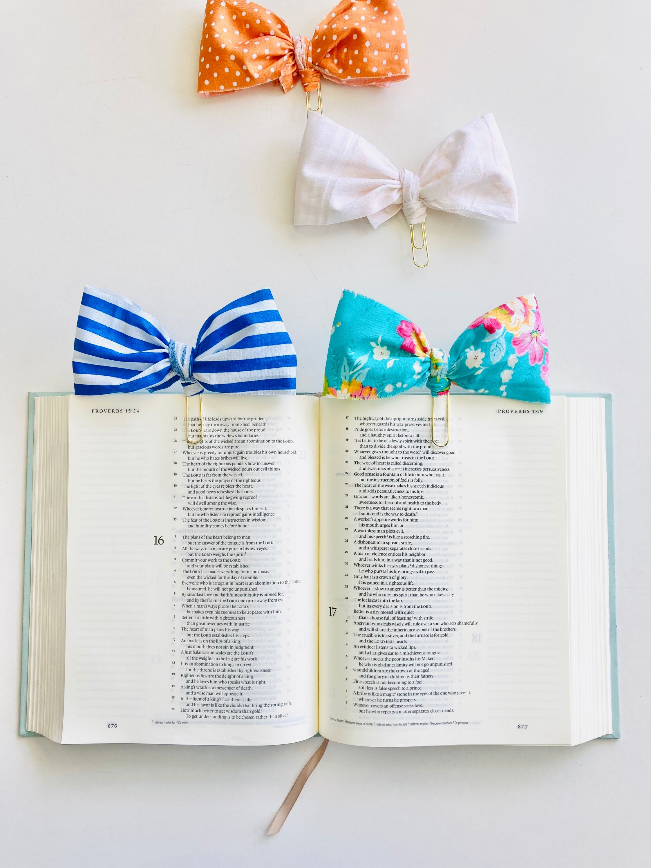Bow Book Clips Set of 4 Bible Bows Planner Clips Etsy
