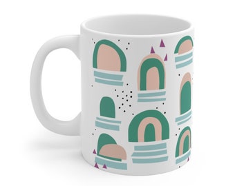 Ceramic Mug 11oz, Artsy Mug, Trendy Mug, Modern Mug, Cute Mug Gift, Pretty Teacup, Happy Mug, Colorful Mug, Coffee Cup, Small Gift for Her,