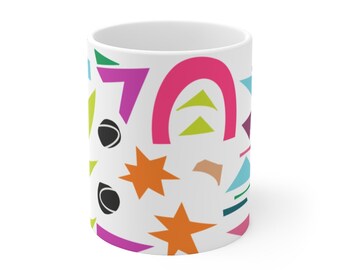 Ceramic Mug 11oz, Arsty Mug, Colorful Mug, Coffee Cup, Modern Mug, Happy Mug, Art Teacher Mug, Gift for Her Him,Office Gifts, Rainbow Colors