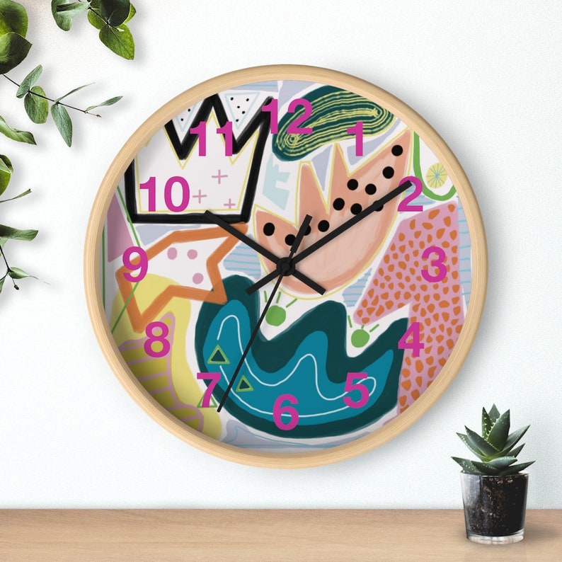 Modern Art Wall Clock, Unique Office Wall Clock, Clock with Numbers, Modern Kids Room Wall Decor Clock, Nursery Wall Clock,Housewarming Gift image 4